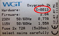 The serial number of each O2k is shown on a sticker at the rear of the O2k.